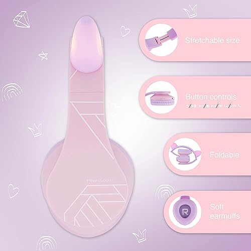 Miniatura 3 de PowerLocus - Auriculares para niños sobre la oreja, auriculares inalámbricos Bluetooth para niños, con micrófono, volumen limitado seguro de 85 dB,