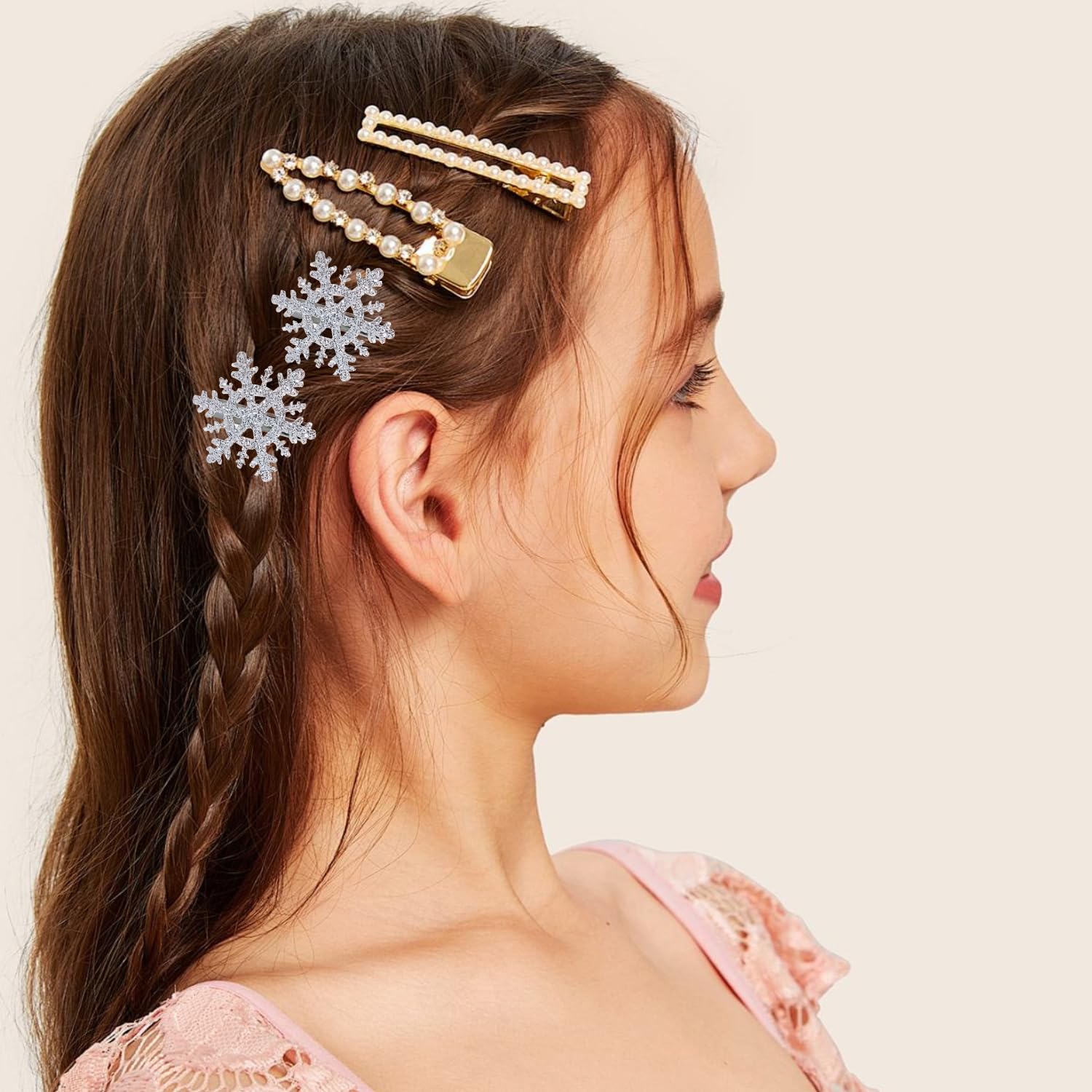 UNVOJL 6pcs Snowflake Hair Clips & Pins - Silver Glitter Bobby Pins - Xmas Hair Accessories, 1 count (Pack of 6) - Image 4