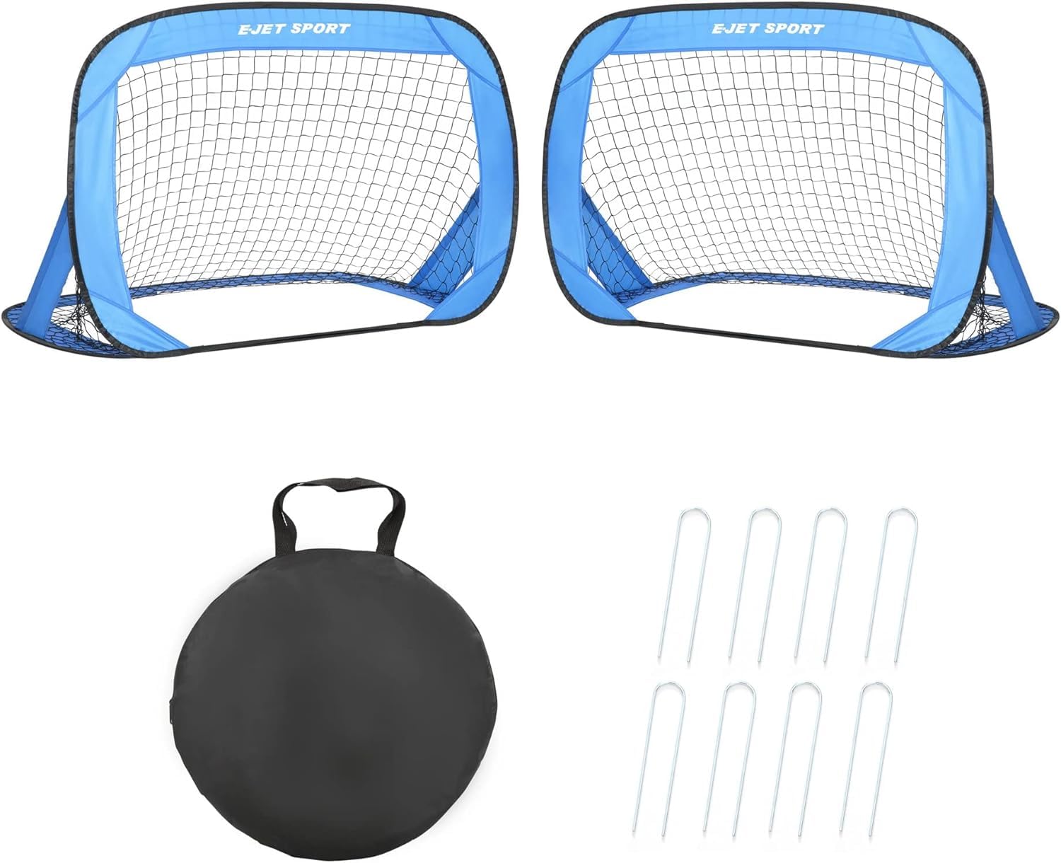 2er Set Tragbares Fussball Popup Tor - 120 x 80 x 80 cm - Fußballtor für Garten - Mit Tragetasche und Befestigungspins