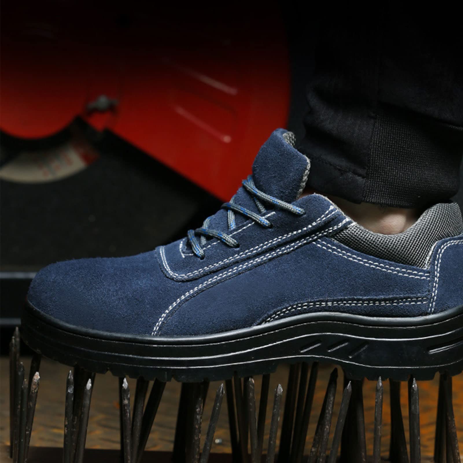 Veiligheidsschoenen Heren Dames Werkschoenen Mit Staal Neus Lichtgewicht Unisex Werkveiligheidsschoenen Ademende (Color : Blue, Size : 39 EU