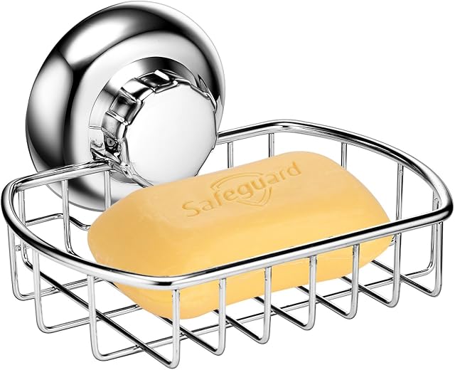 MaxHold No-Drilling/Suction Cup Soap Basket - Soap Dish Holder - Vaccum System - Stainless Steel Never Rust - for Bathroom & Kitchen