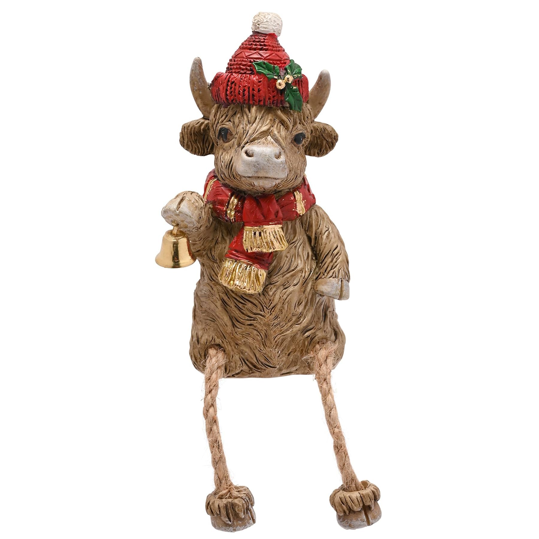 The Seasonal Gift Co. Highland Cow With Hanging Legs Christmas Figurine