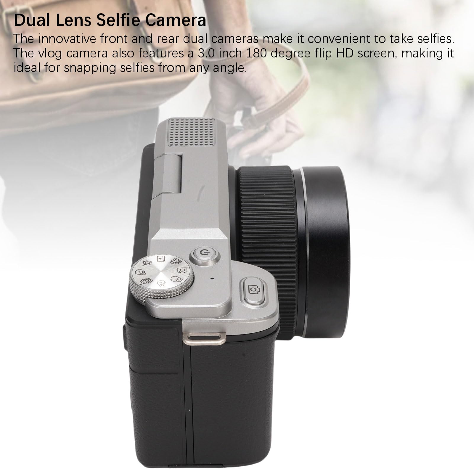 Fotocamera digitale 5K 80MP per fotografia, WiFi Vlog, fotocamera con messa a fuoco automatica con zoom ottico 18X, schermo flip da 3 pollici a 180 gradi e doppio obiettivo anteriore e posteriore