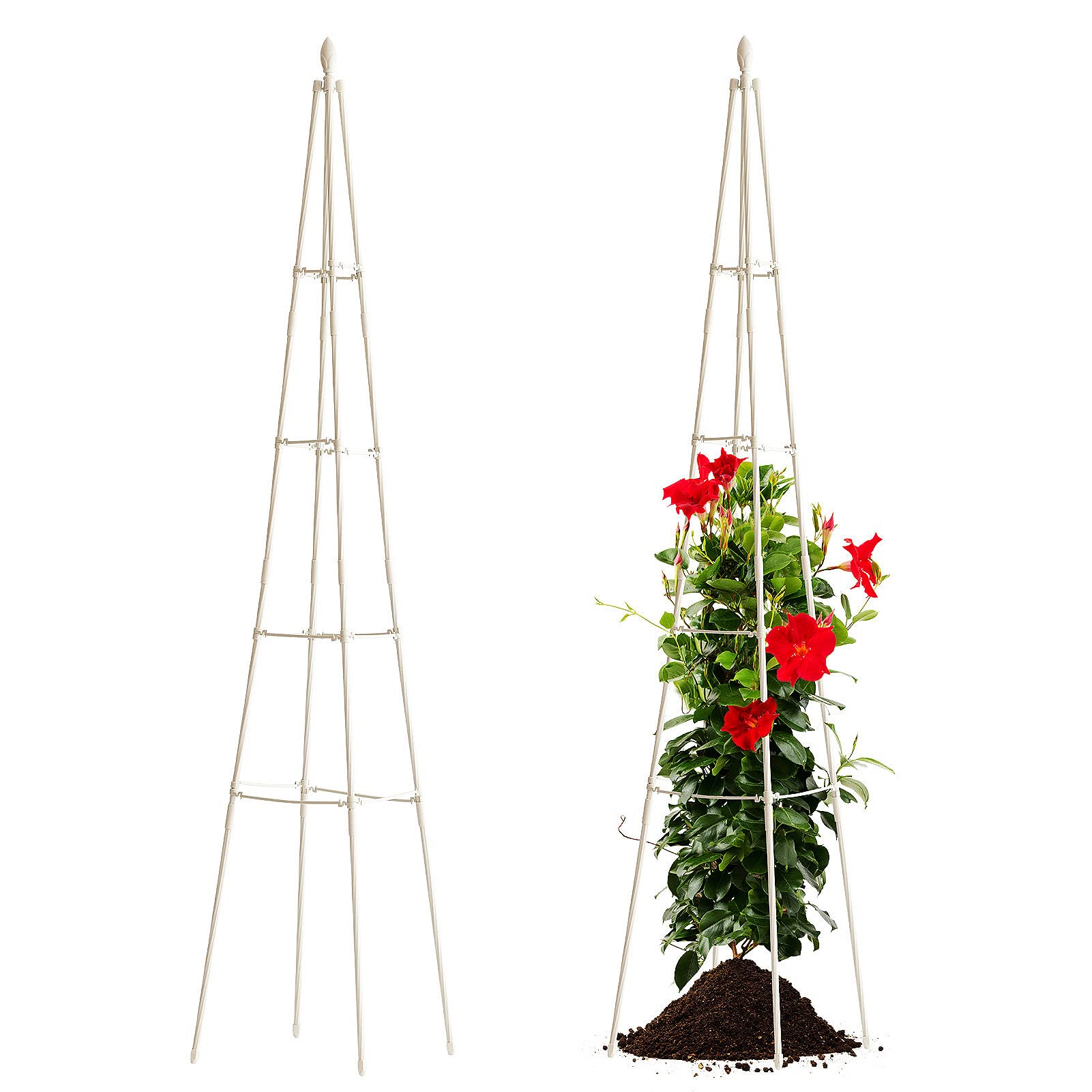 2 stuks tuinlatwerk voor klimplanten buiten, roestvrije kunststof gecoate metalen plantenondersteuning, tuin obelisk trellis indoor potplant, tomatenkooi voor ondersteuning roos, groentewijnstokken