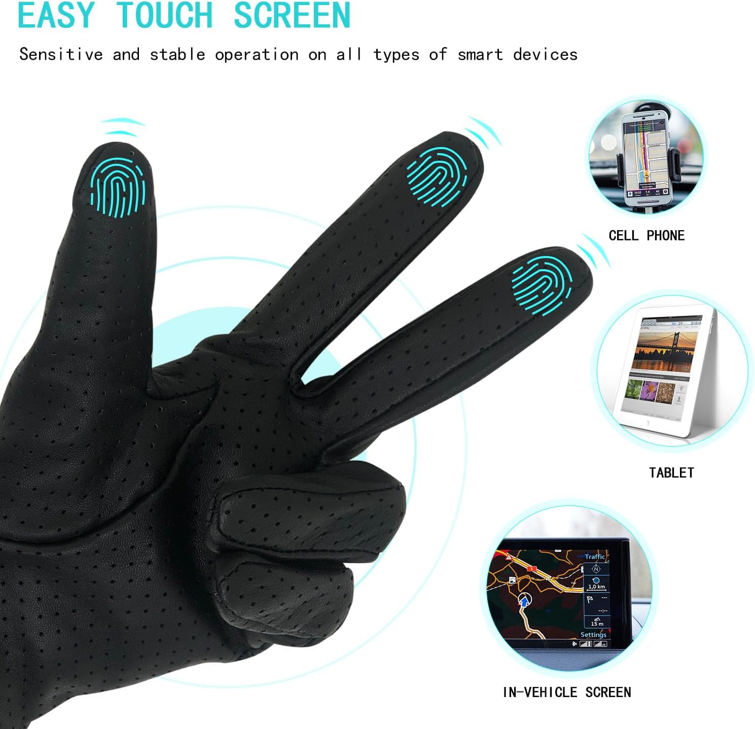 ZLUXURQ Womens Full Mesh Leather Driving Gloves Unlined -Soft and Thin Italian Lambskin - Image 3