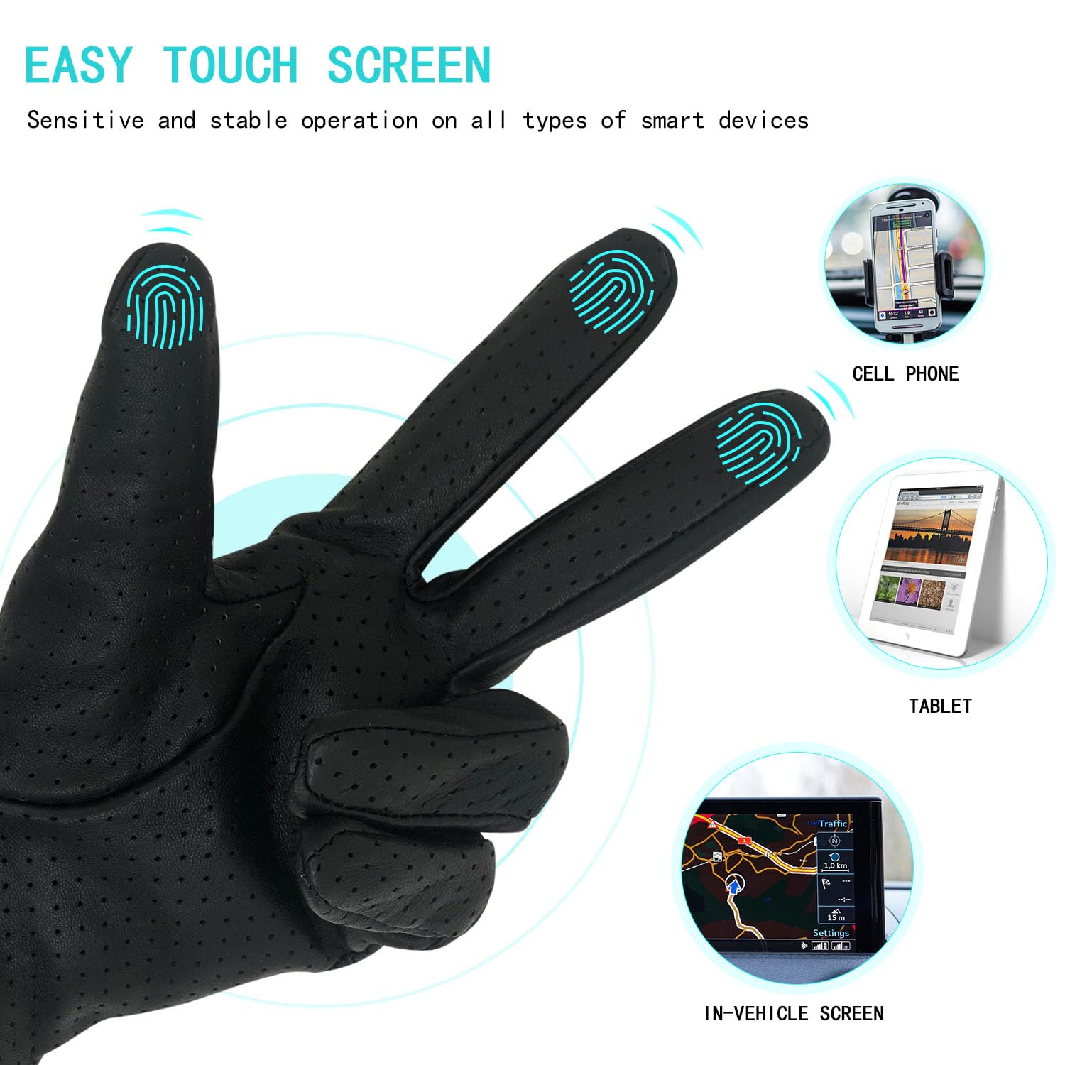 Gants de conduite en cuir sans doublure pour femme – Peau d'agneau italien douce et fine