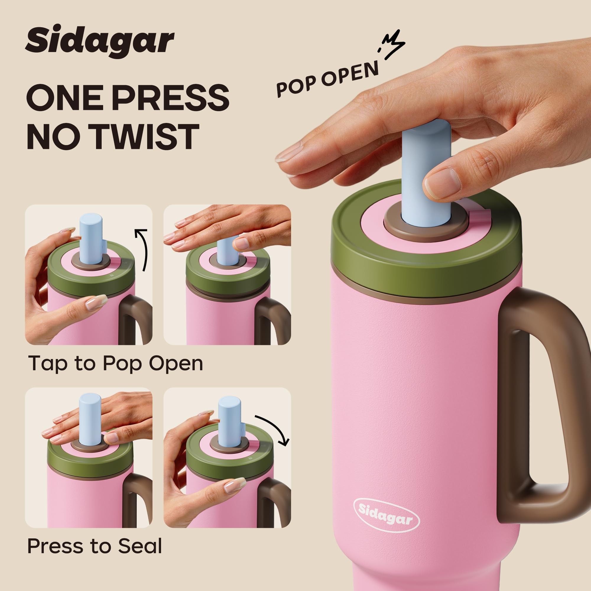 Amazon.com: Sidagar Tumbler with Handle,36 oz Ceramic Lined Travel