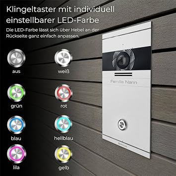 Metzler Video Door Intercom 1 Family House Doorbell with Camera Full HD Opt. 7 Inch Monitor Smartphone App with Connection for Door Opener Connection: LAN POE Traffic White VDM10 2.0