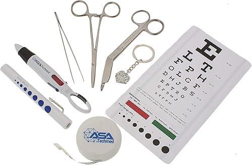 Miniatura 3 de AsaTechmed - Bolsa organizadora de enfermería con 4 bolsillos con herramientas plateadas y blancas, organizador de instrumentos médicos con tijeras