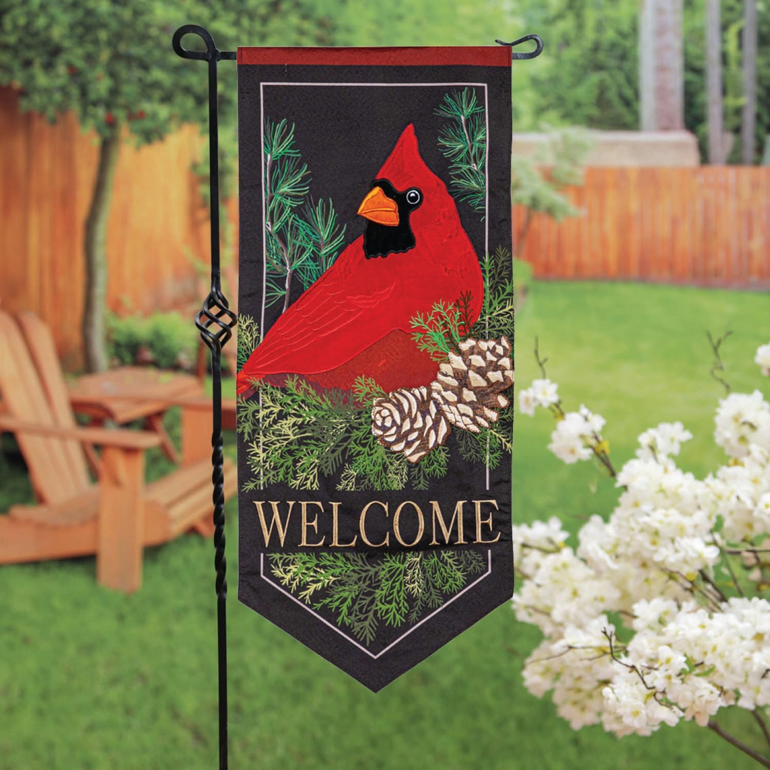Evergreen Flag Cardinal and Evergreen Garden Flag | 28 x 12 Inches | Outdoor Décor For Holiday Christmas