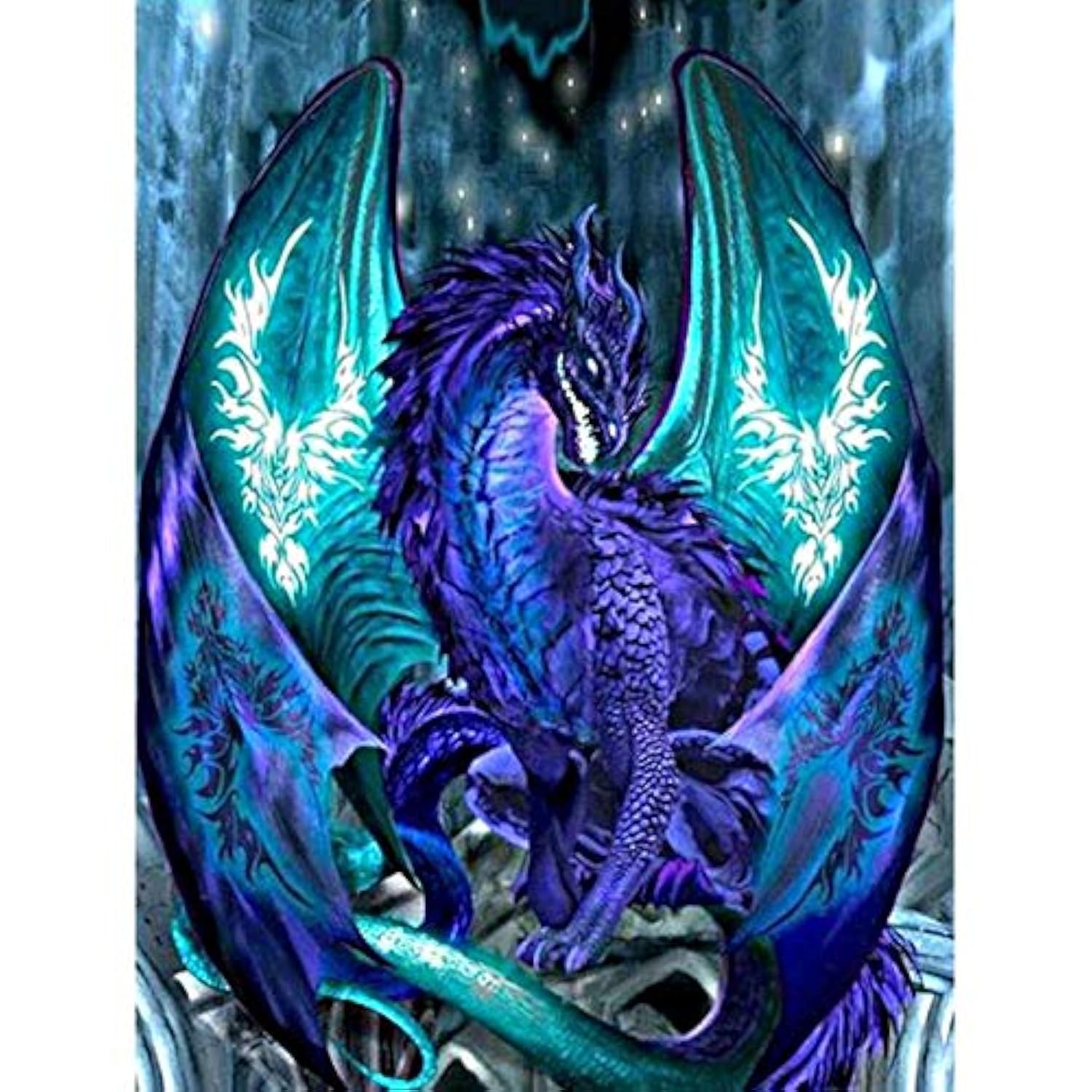 Better Selection Blue Diy 5D Diamond Art Kits Full Drill, Rhines Magic Dragontone Crystal Embroidery Pictures Cross Stitch For Home Wall Decoration 11.81X15.75 Inch