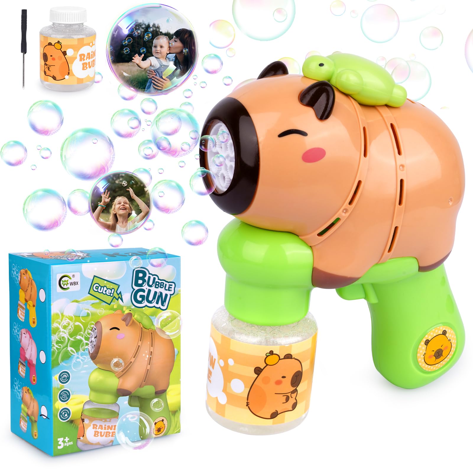 Capybara Bubble Gun, Cute Bubble Machine for Kids Toddlers Boys Girls, Summer Outdoor Toys Bubble Blaster Maker Blower