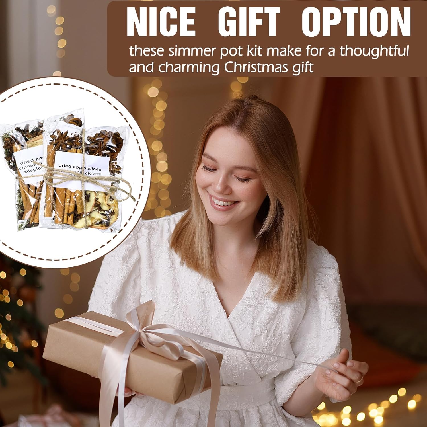 8 Pcs Christmas Stovetop Potpourri Xmas Simmer Pot Kit Dried Orange Apple Pieces Potpourri Simmer Pot Room Air Freshener Sachet Botanical Bowl Filler Gift Decor for Holiday Xmas Decor