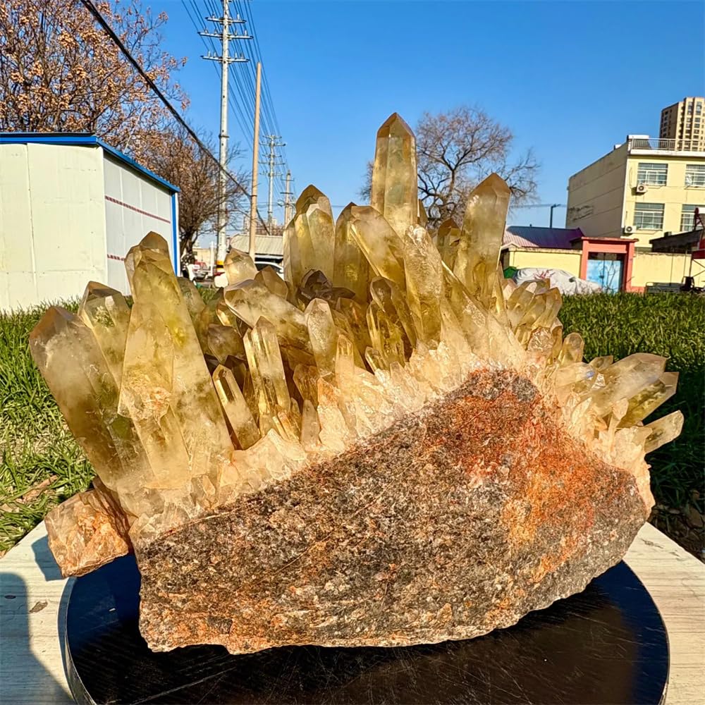 1 Pierre de Restauration en amas de Cristaux de Quartz Jaune 410-500 g Cristal Naturel Brut