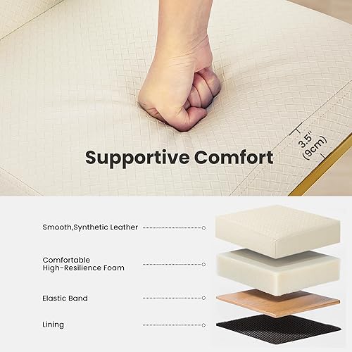 Miniatura 6 de PHI VILLA Juego de 2 taburetes de bar dorados para isla de cocina, taburetes de bar de altura de mostrador, juego de 2