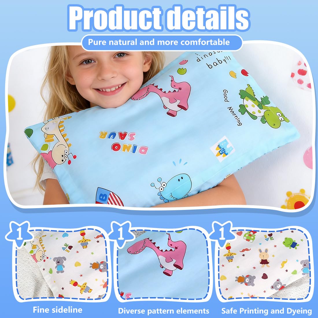 Federa cuscino 30x50 100% cotone per bambini traspirante