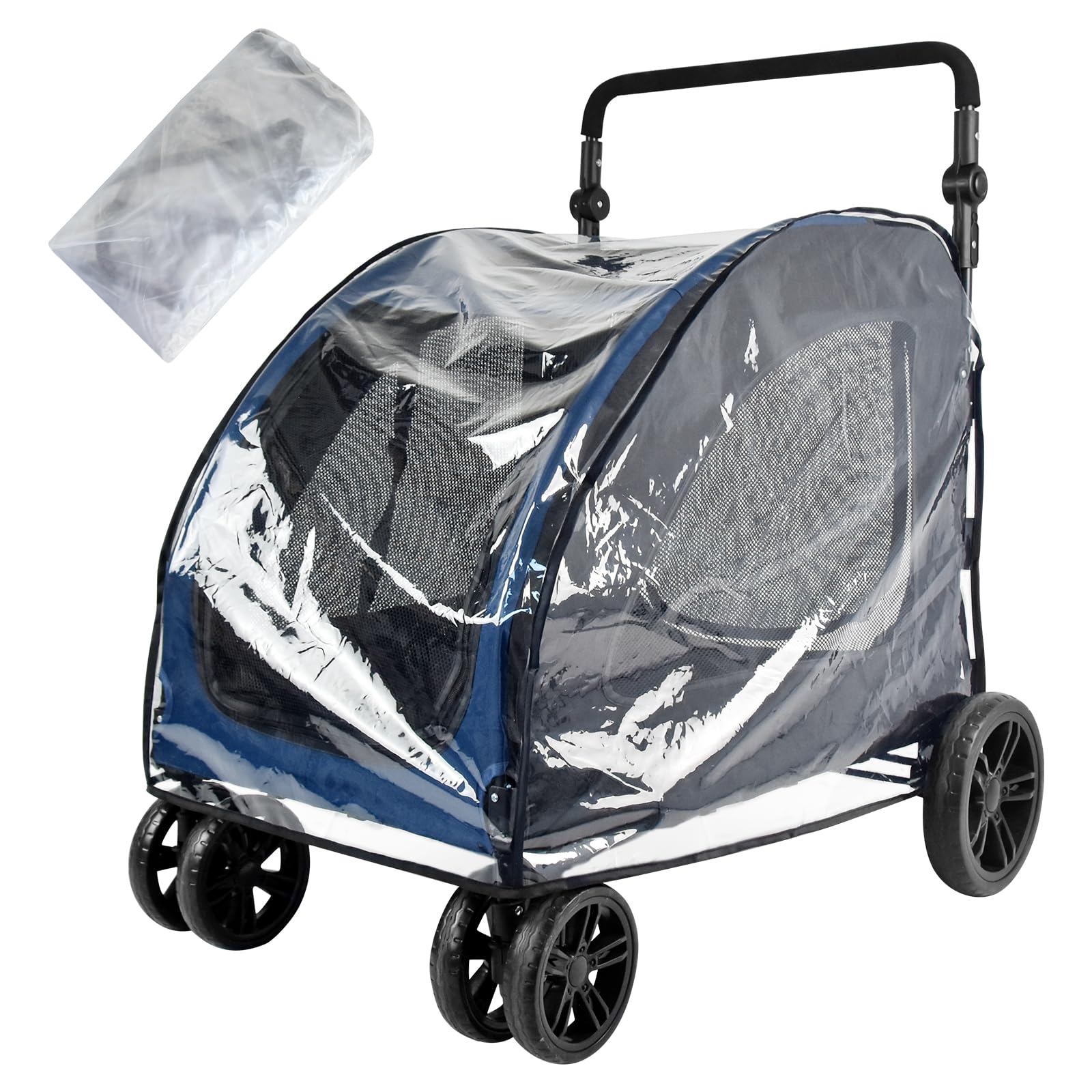 WODEGOU Large Dog Stroller Rain Cover, EVA Transparent Waterproof Windproof Snowproof Cover, Dog/Pet/Cat Stroller Rain Cover for Outdoor, Pet Supplies