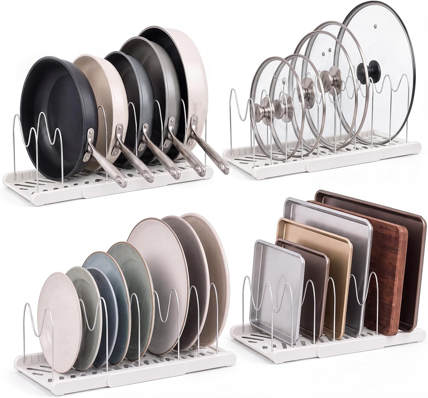 Sieral 2 Pack Expandable Pots and Pans Organizer Under Cabinet,Black