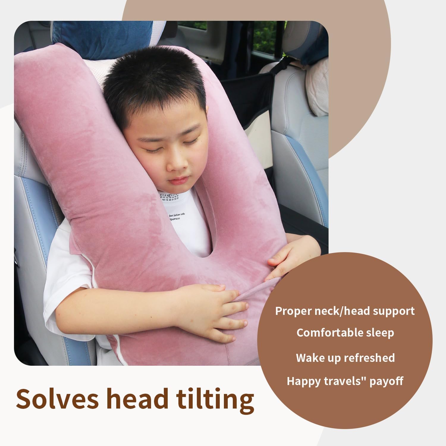 Travel Pillow, Car Pillow for Kids and Adults-Neck & Body Support，car Sleeping Pillow，Road Trip Essentials，Removable and Washable Covers，Skin-Friendly（Purple）