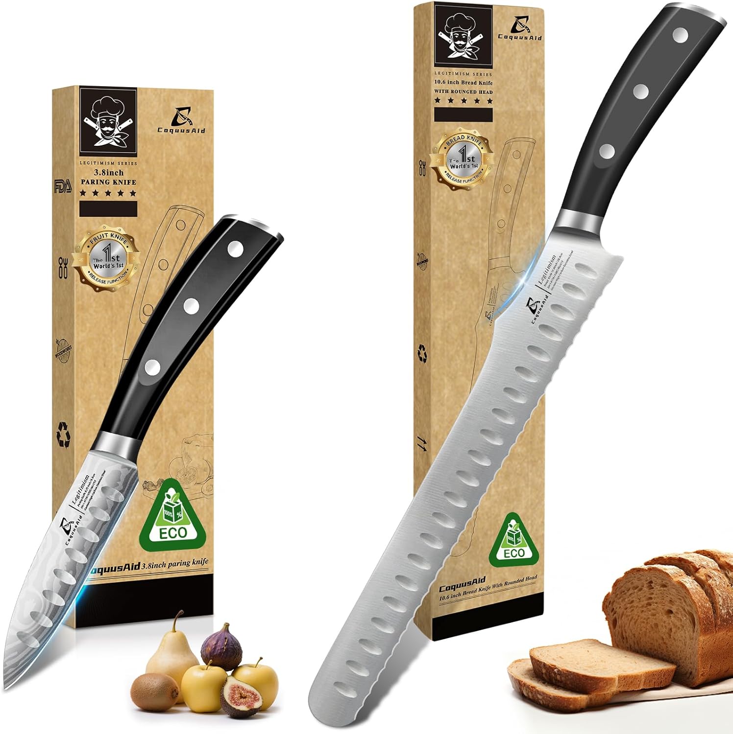 Bread Knife for Homemade Bread+Paring Knife