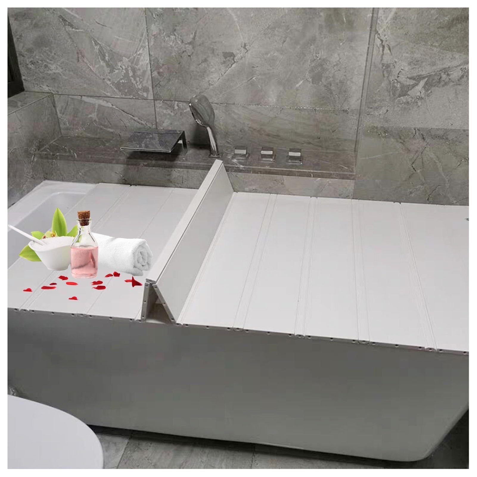 Cubierta plegable para bañera blanca ideal para baños relajantes