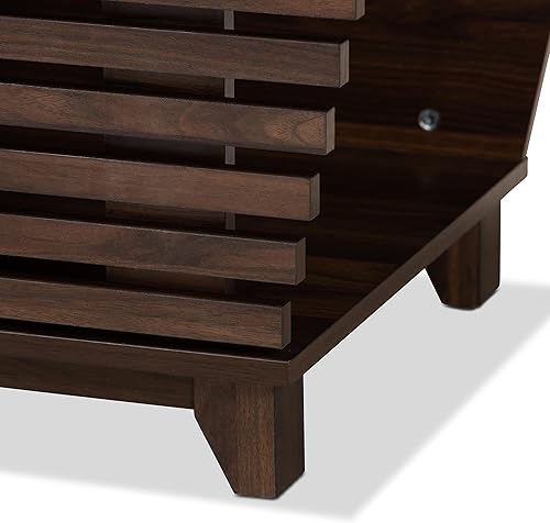 Miniatura 7 de Baxton Studio Eckhart - Caja de arena para gatos moderna y contemporánea con acabado marrón nogal