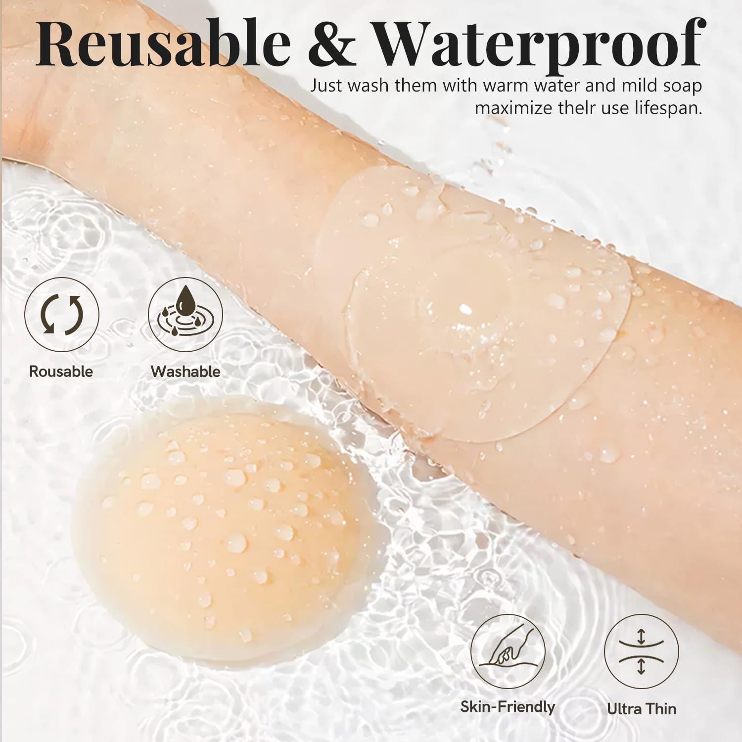 Nipple Covers for Women–2 Pairs Reusable Silicone Pasties, Adhesive&Waterproof, No Show Design with Travel Box - Image 5