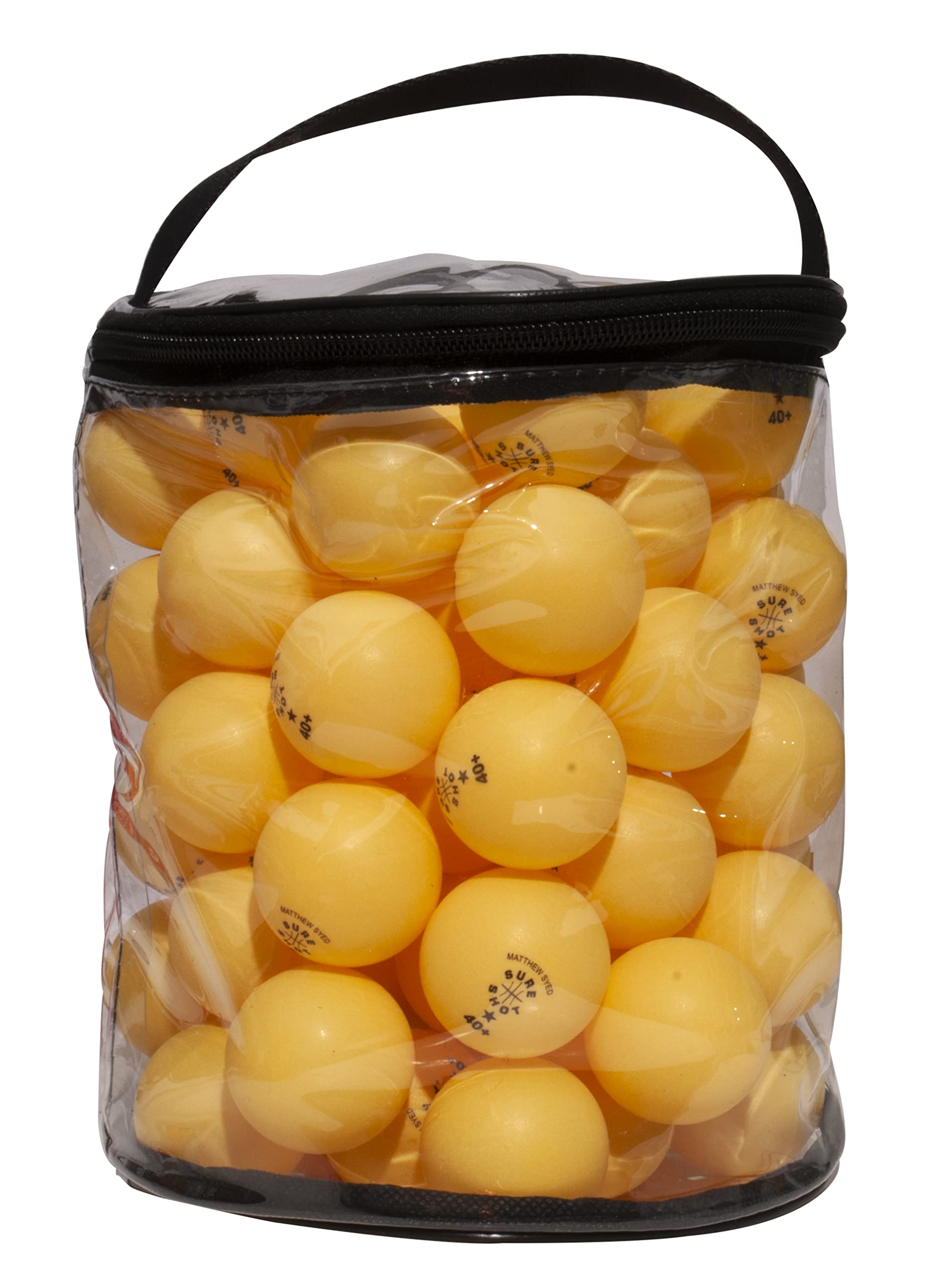 Sure Shot Matthew Syed Ping Pong Balls – Bulk 72-Pack in Clear Carry Drum | 40mm Durable Table Tennis Balls for Training, Schools & Recreation – Yellow
