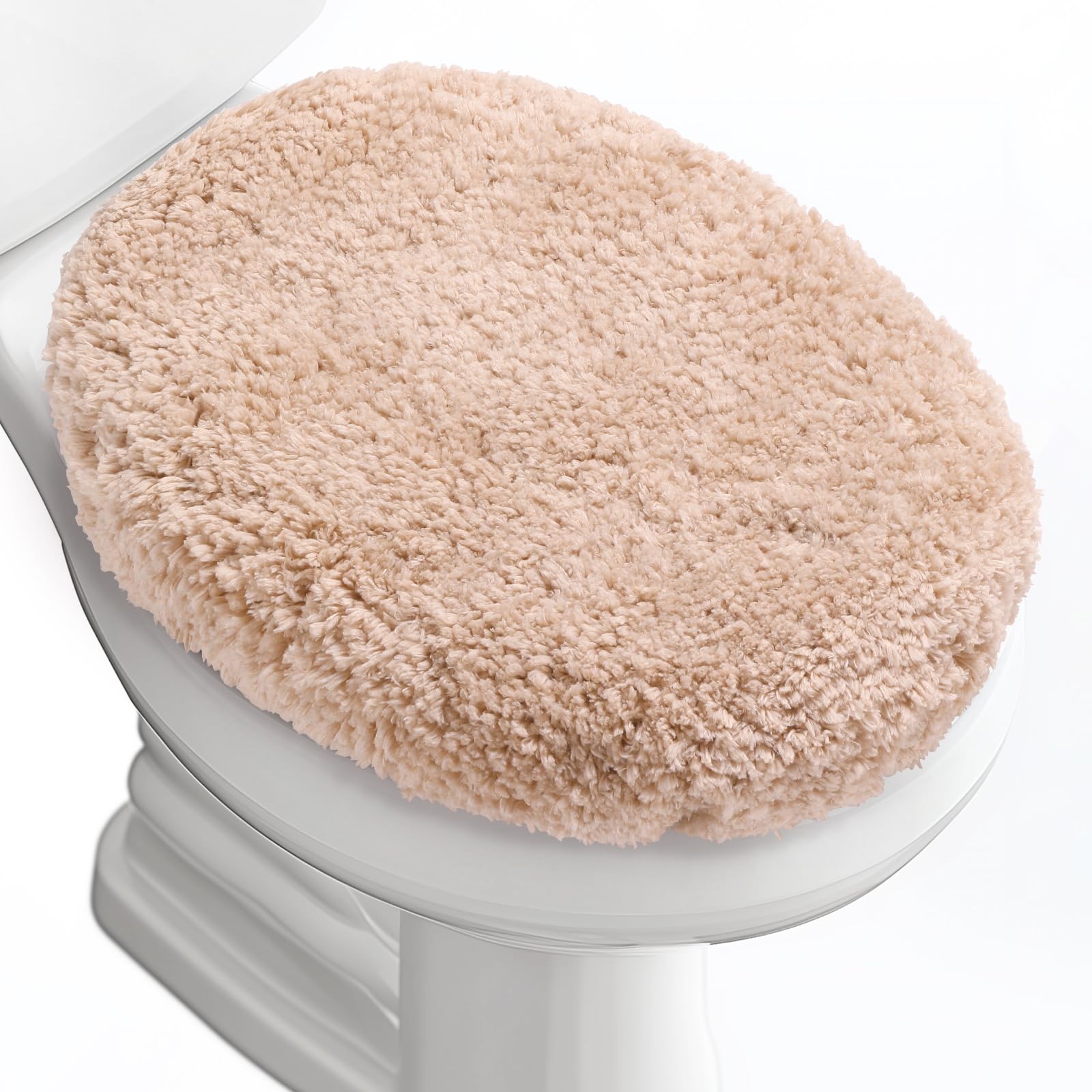 Baahrnom Microfiber Elongated Toilet Seat Cover 19.5"x 15" Machine Washable Solid Toilet Lid Cover Adjustable Rubber Backing Fits Only 18-19.5" L x 14