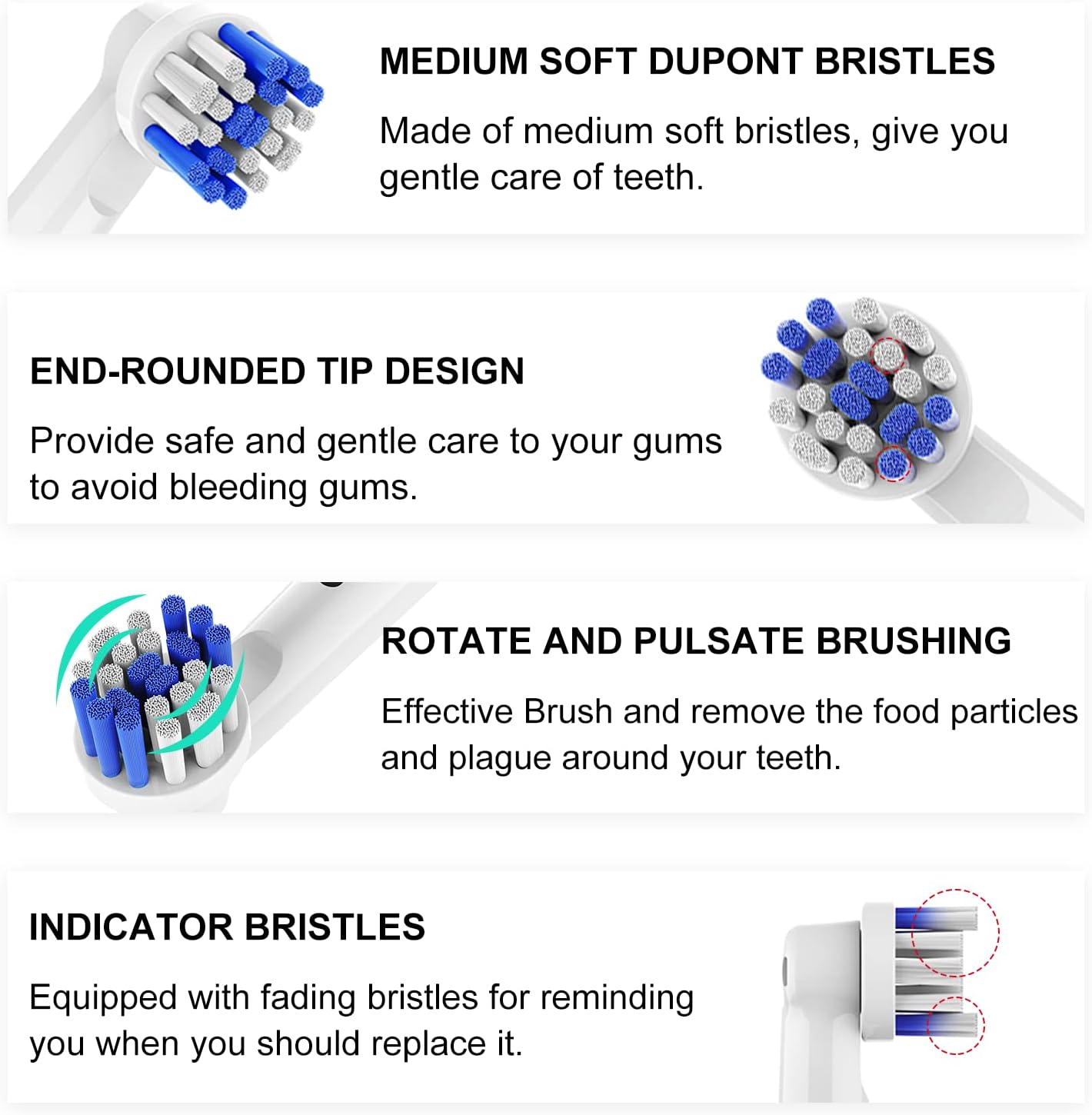 Toothbrush Heads for Oral B, 12 Pack Electric Toothbrush Replacement Heads Dupont Bristles Replacement Toothbrush Heads for Gum Health and Plaque Removal : Health & Household