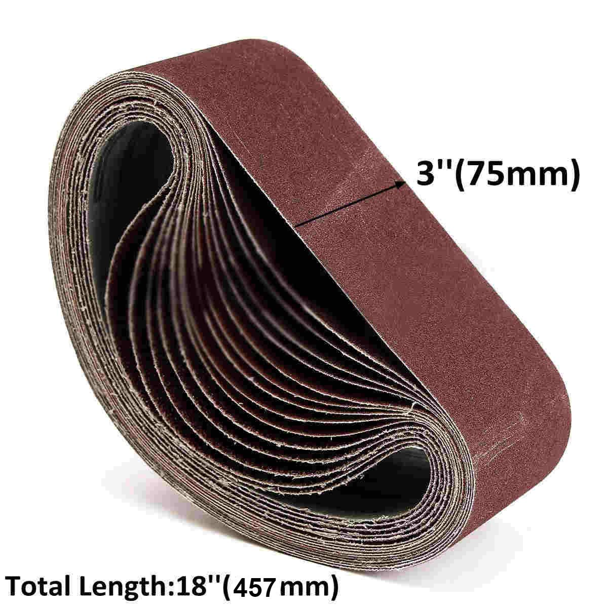 Belt Sander Paper, 10PCS/Set 457 * 75mm Sanding Belts 24-800 Grits Wood Soft Metal Polishing Sandpaper Abrasive Bands for Belt Sander Abrasive Tool(100#)