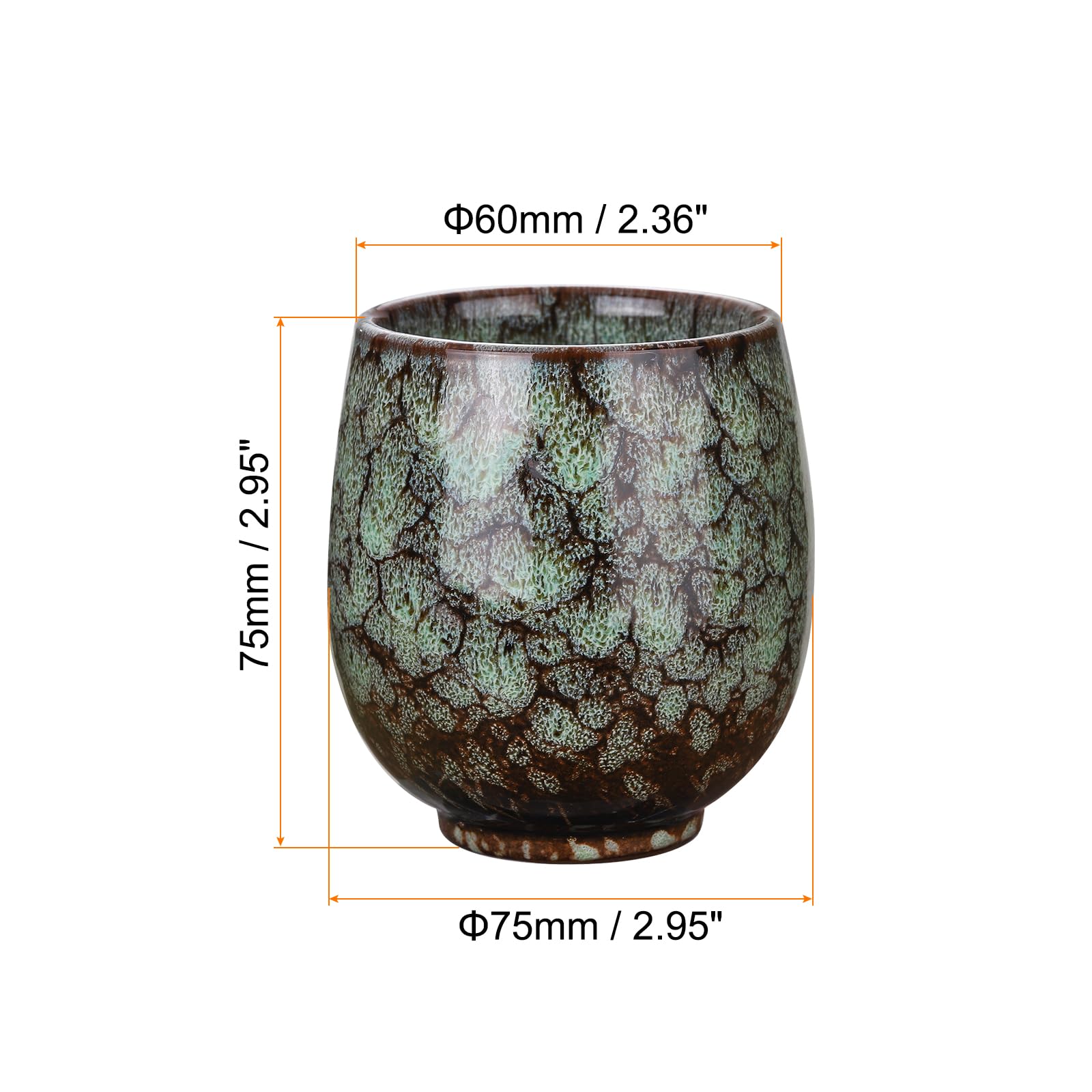 QUARKZMAN 4 Stück Chinesische Keramik-Teetasse 160 ml Traditionelles Gong Fu Tee-Set Japanische Grifffreie Kleine Teetasse für Mate-Tee Kaffee Wein Getränke, Indigo