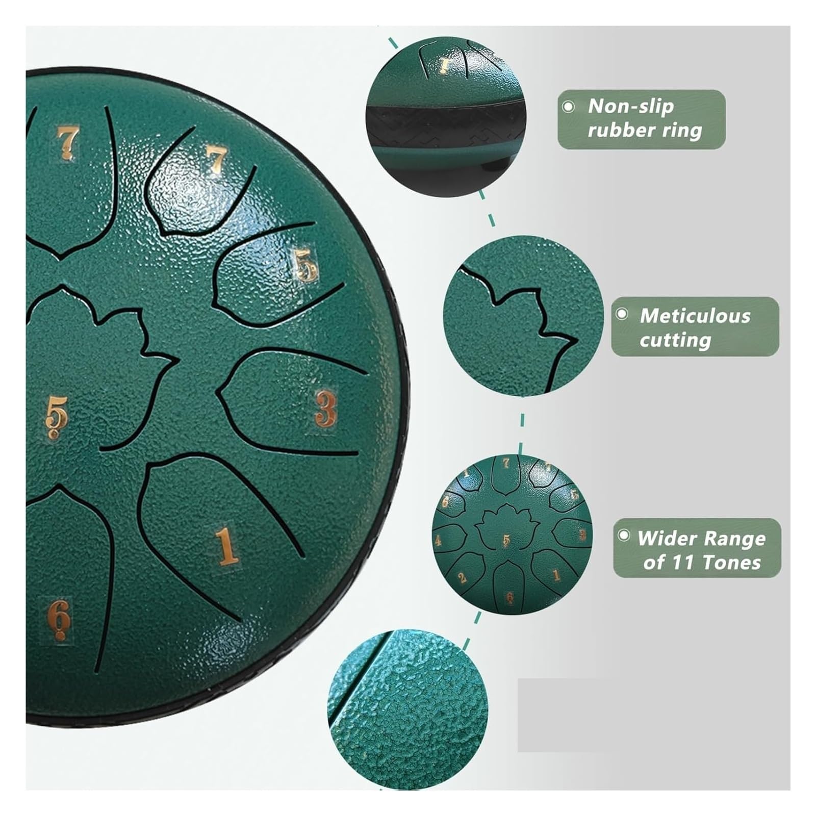 Steel Tongue Drum, 6 pouces 11 notes, tambour de musique d'instrument de percussion éthéré de Glucophone(Skyblue)