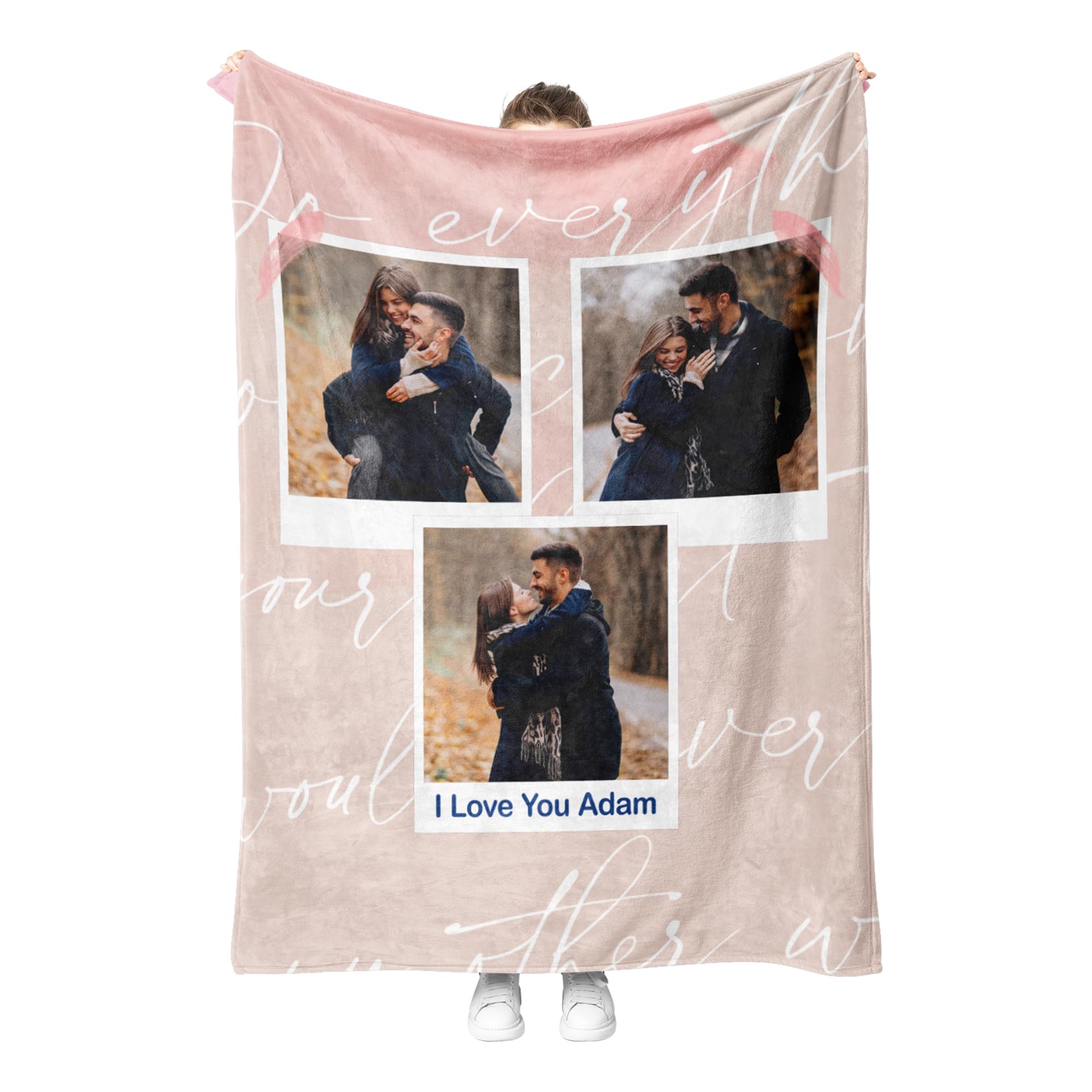 Print Maniacs Photo 3 Personalised Photo Blanket - Ships Next Day, Customised Blanket For Adults, Custom Blanket Gifts For Couples Family Kids Pet Friends, Gifts For Valentine's Day Fathers/Mothers Day Christmas
