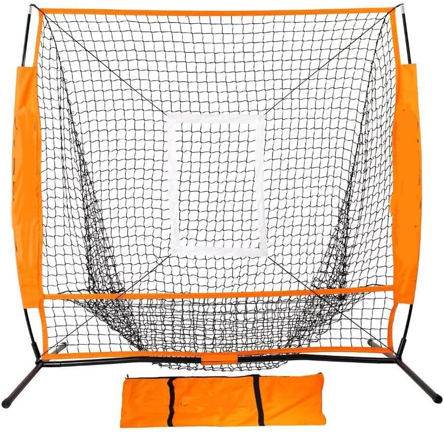 LANGWEI Baseball Practice Net, 5'X 5' Portable Baseball and Softball Backstop with Strike Zone for Hitting and Pitching, Batting, Catching