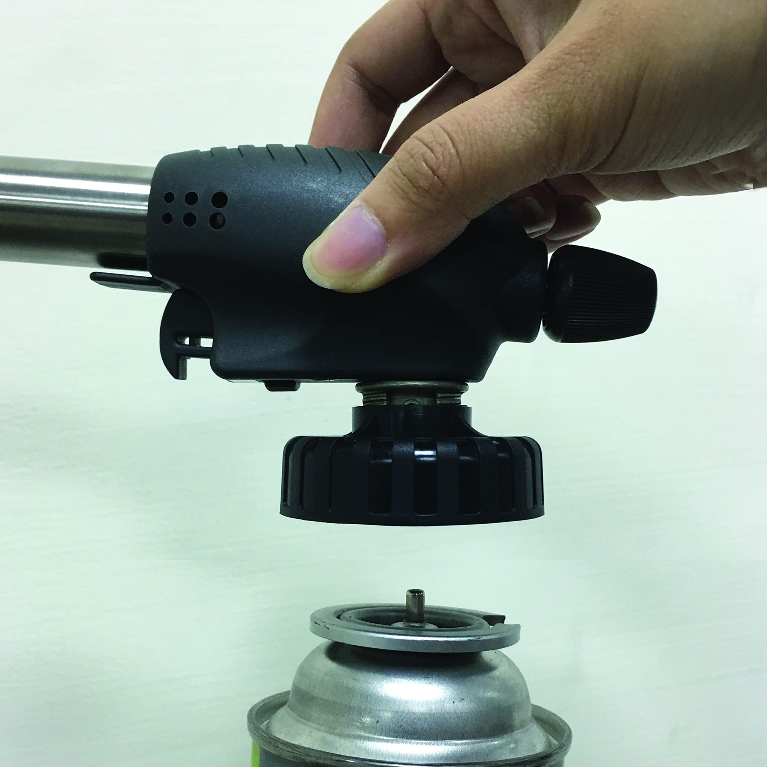 Todo espléndido soplete de cocina, antorcha de cocción de encendido automático, boquilla de cabeza de antorcha de soldadura, antorcha de soplado profesional butano llama ajustable (gas no incluido)