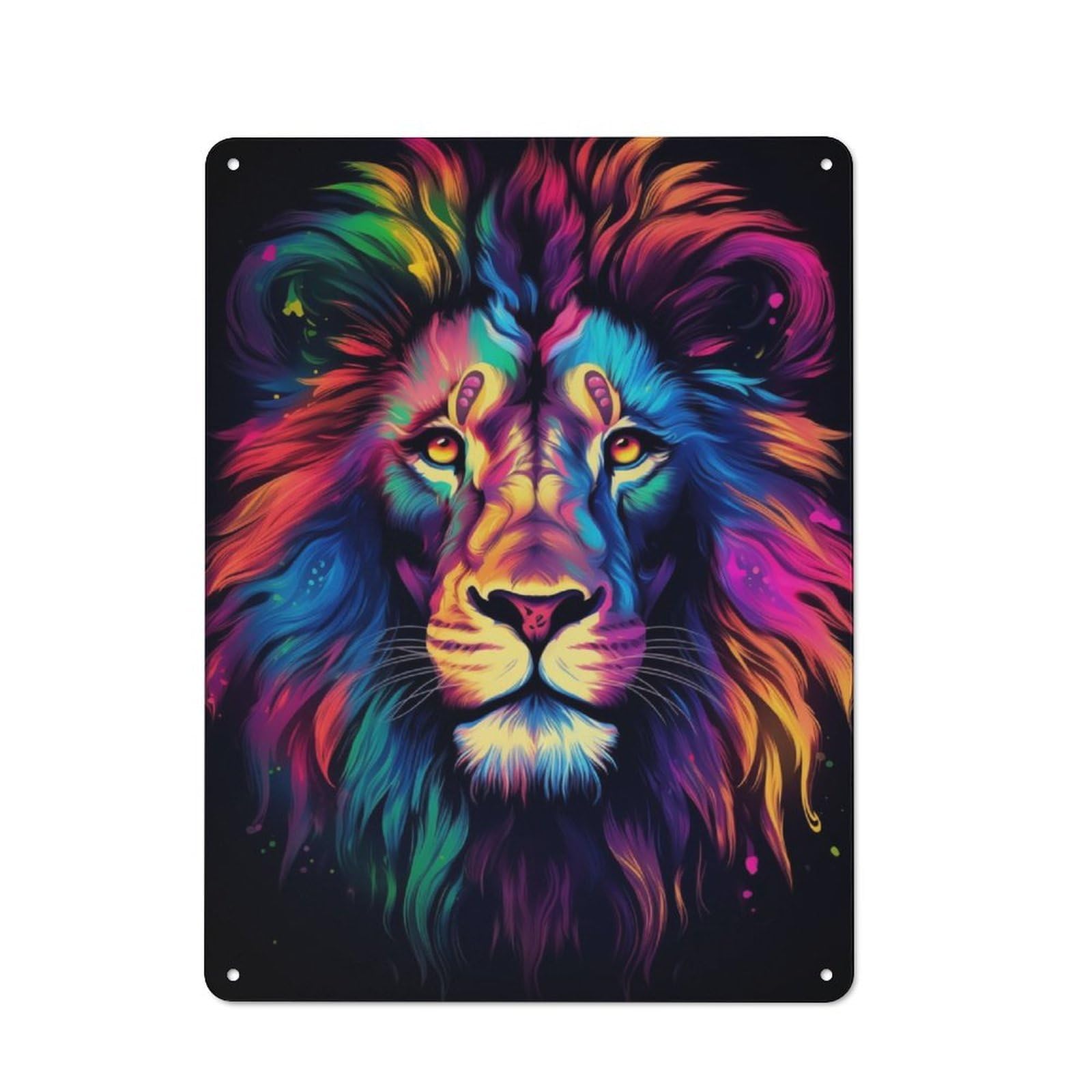 Junmoney Neon Lion Metal Gift Sign 40X30cm, Decorative Room Wall Plaque For Bedroom, Kitchen, Office Or Living Room