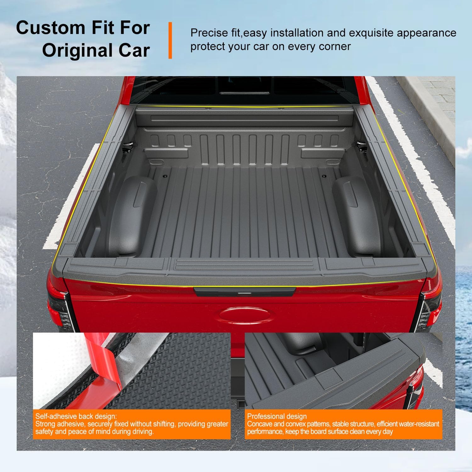 powoq 5.5FT Truck Bed Rail Caps Compatible with 2015-2025 Ford F150 Side Rails Covers 4Pcs TPE Tailgate Molding Cap Around Protector Replacement for 2015-2025 Ford F-150 Accessories