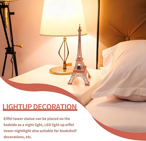 Miniatura 4 de Estatua luminosa de la torre Eiffel, lámpara LED de torre Eiffel de 10.2 in, funciona con pilas, decoración de París para dormitorio, escritorio,