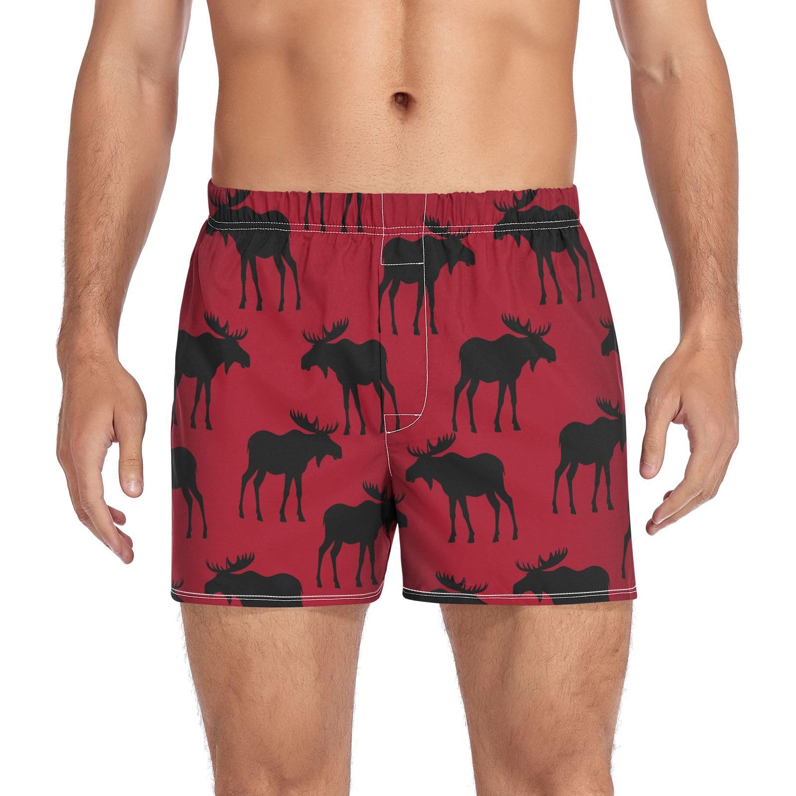 MNSRUU Mens Boxer Shorts Sleep Short Cotton Loose Underwear Pajama Shorts Woven Boxers for Men
