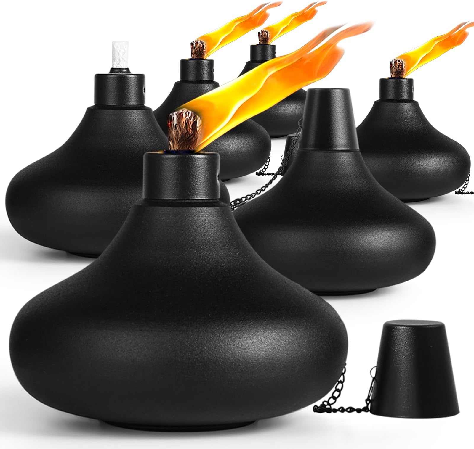 ZSPENG 6 Pack Metal Table Top Torches,24.5 oz Citronella Torches for Outside,Refillable Flame Light Torch with Wicks and Covers, Landscape Lanterns Torches for Party, Garden Decor,DIY