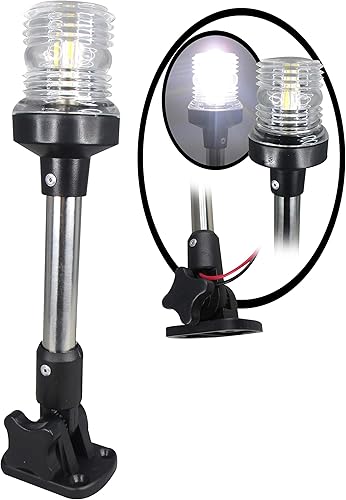 Pactrade Marine Luz de anclaje de navegación para yate, pontón de 12 V, 360 grados, luz LED blanca a prueba de salpicaduras, carcasa negra