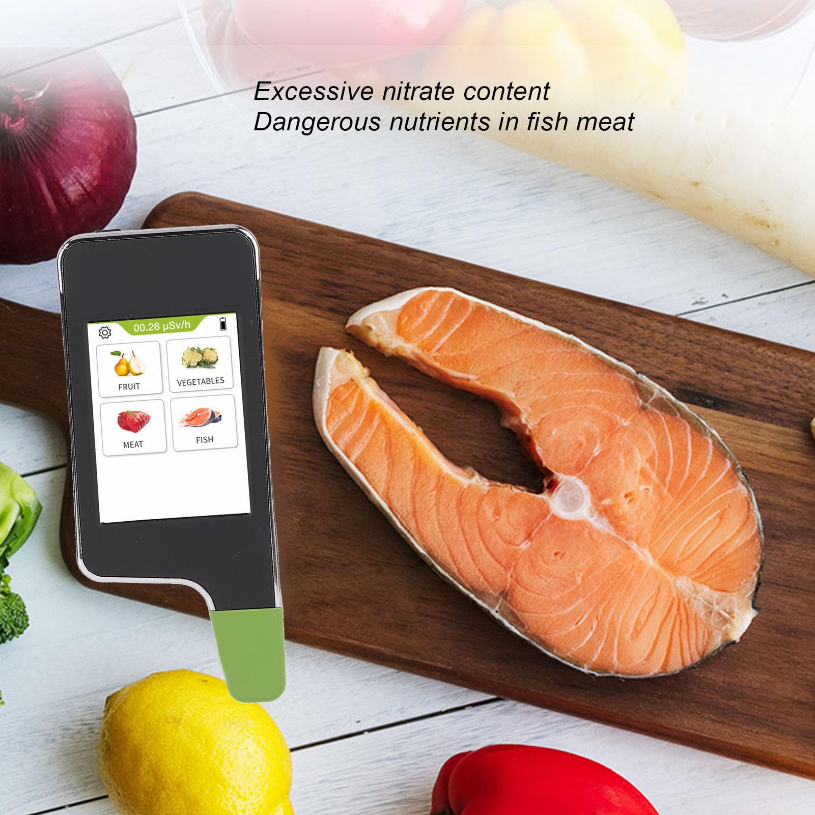 Probador de Nitrato Digital Portátil, Detector de Nitrato de Alimentos para Carne de Pescado Carne Vegetal, 0-99999 Mg/kg de Alta Precisión Detector de Seguridad Alimentaria