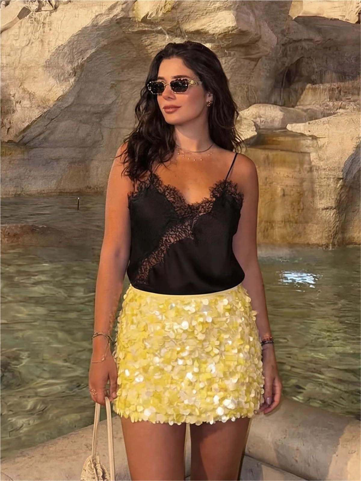 Minifalda Ajustada con Lentejuelas for Primavera y Verano, Falda Femenina con Cremallera Lateral, Cintura Alta, Fiesta Brillante