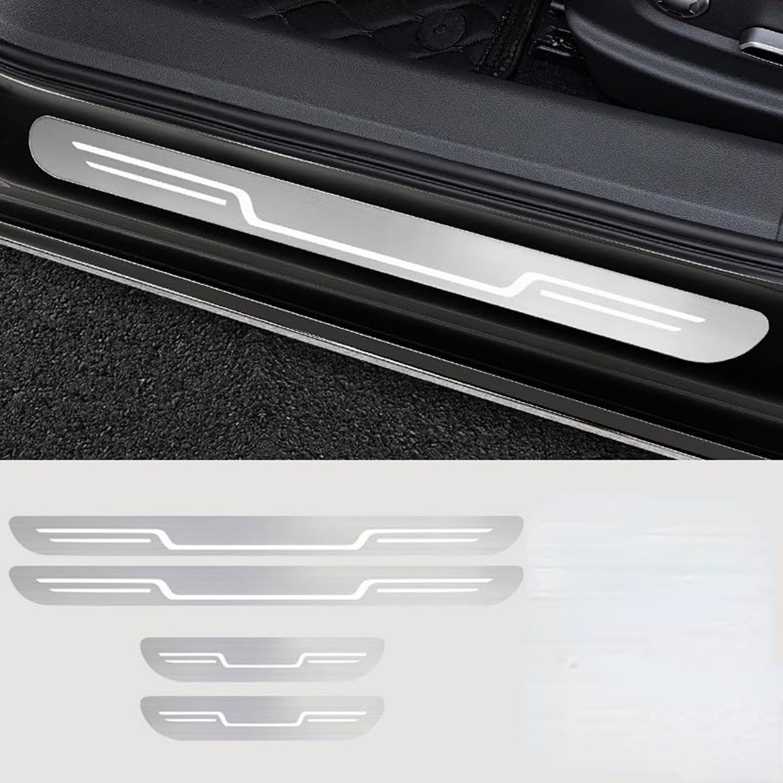 sdrzbsupy 4Pcs Car Stainless Steel Door Sill Kick Plates, for Ford Ecosport 2018-2023, Car Sill Protectors Strips, Outer Door Sill Welcome Pedal,D