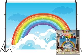 Leyiyi 5x3ft Photography Backdrop Rainbow Background Baby Baptism Baby Shower Starry Sky Cloud Skyline Vlogger Cake Table Kids Happy Birthday Summer Party Pajama Photo Portrait Vinyl Studio Prop