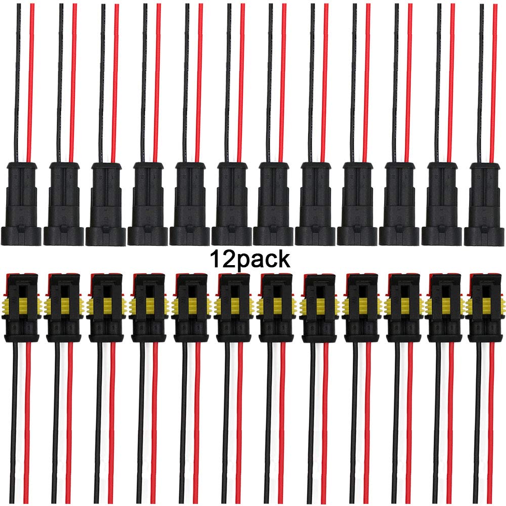 FULARR 8 Kit 2 Pin Way Car Auto Waterproof Electrical Cable Connector Terminal Plug Socket with Wire, for Motorcycle Car Truck Boat