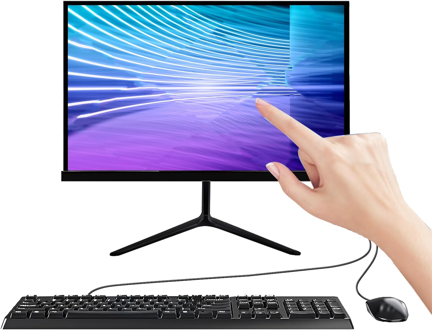 All-in-One Desktop Computer PC, 19" Touchscreen FHD Display Monitor, Pentium G5400 Processor, 8GB RAM, 256GB SSD, Dual-Band Wi-Fi, Bluetooth, 4 USB,VGA for Office Gaming Home Study
