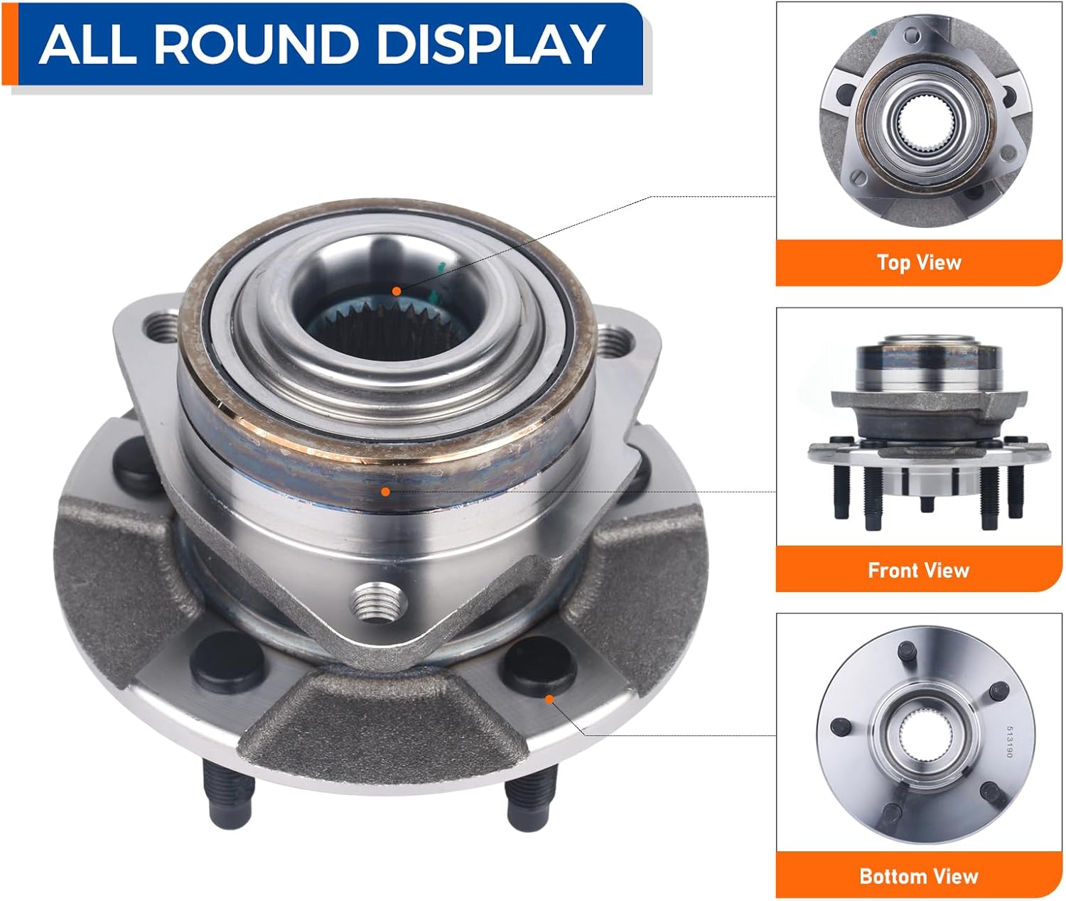 PAROD 513190 Front Wheel Hub & Bearing Assembly Fit for 2005-2005 Chevy Equinox, 2006 Pontiac Torrent, 2002-2007 Saturn Vue, Passenger and Drive Side