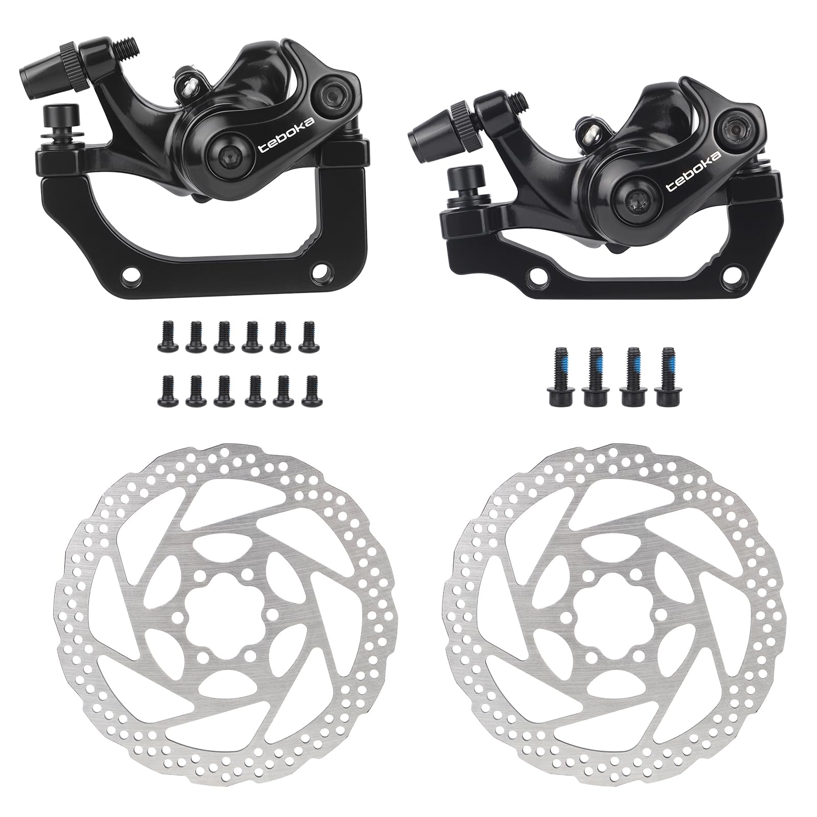 WEEROCK Mechanische Scheibenbremse Fahrrad Set, 180mm Rotor, MTB Rennrad​ | Universeller Bremssattel vorne und hinten, Aluminium Bremsen, dreipunktig montierbar, kompatibel mit Mountainbike und Rennrad